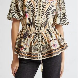 Farm Rio Floral Print Peplum Top